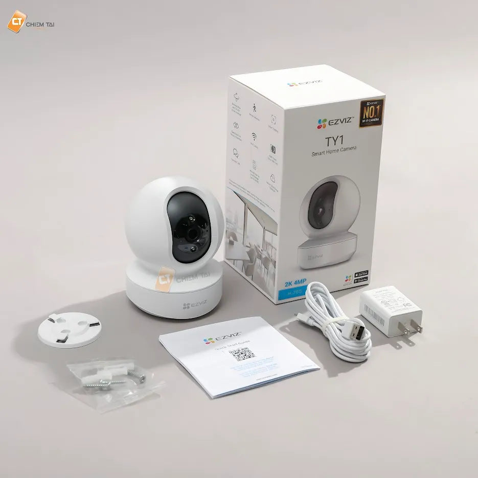 EZVIZ Security Camera Indoor WiFi 1080P, Baby Pet Monitor with Motion Detection, Smart Tracking, Smart Night Vision, Wireless, 2-Way Audio, Compatible with Alexa(TY1) White