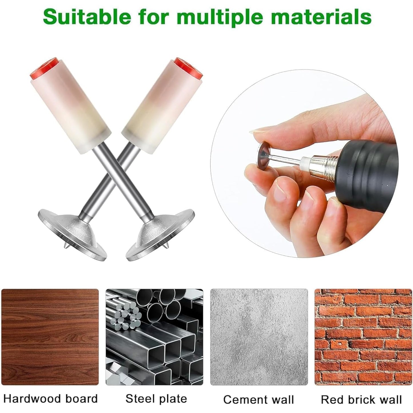 100PCS Heavy Duty Nail Gun Nails 7.3x32mm Steel Concrete Fasteners Manual Nail Gun Pins for Wood Metal Brick Wall Construction DIY Hardware